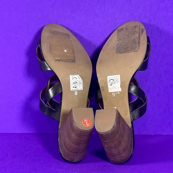 CREVO Petal Block Heel Leather Mule Sandal In Black Women's Shoe Size 9 - Picture 9 of 11